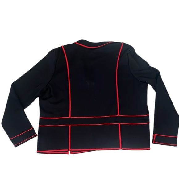 Ming Wang Black and Red Open Front Long Sleeve Knit Cardigan Size Large - Picture 7 of 12